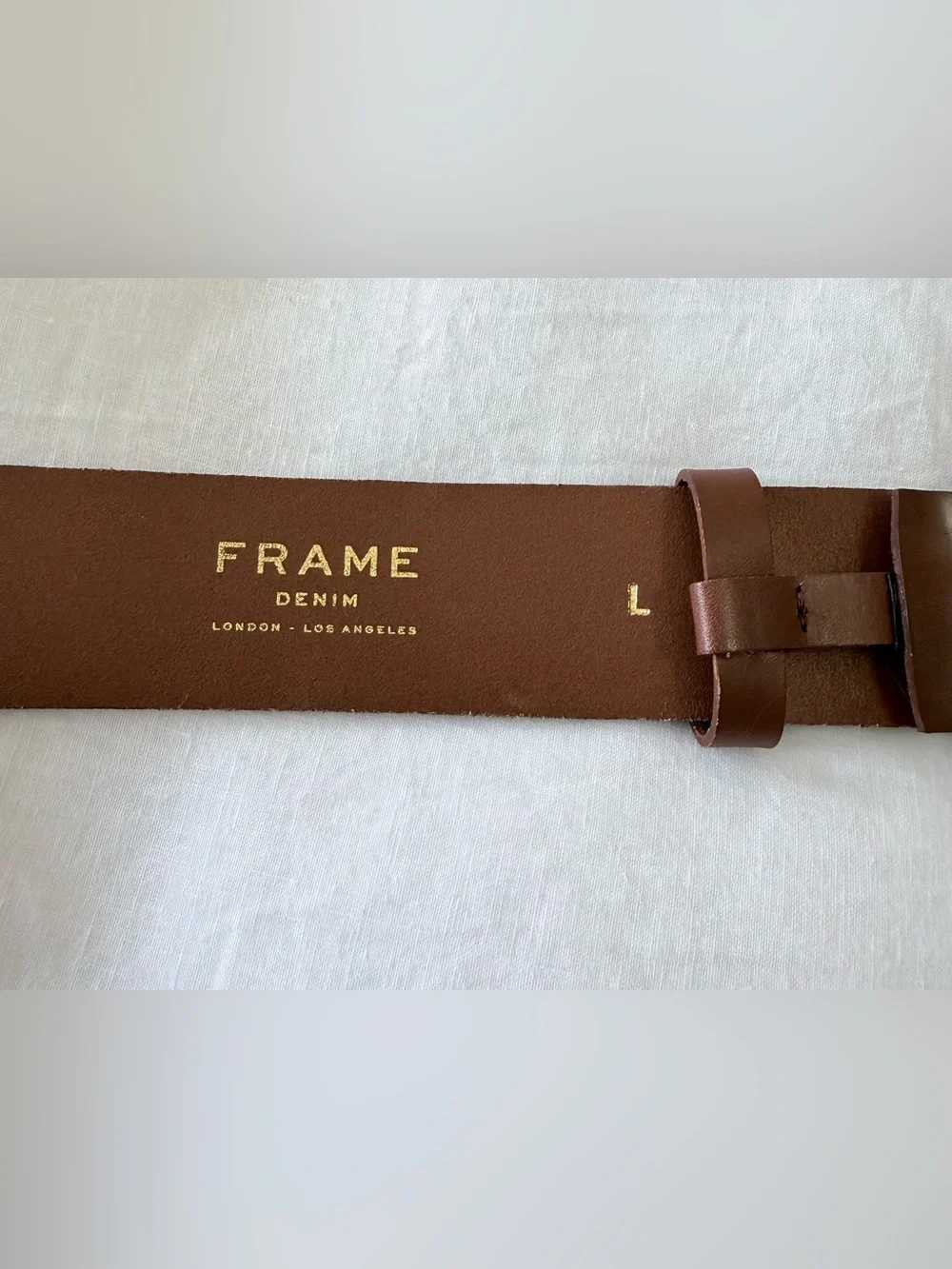 Frame Denim | Women’s Large 34-38” | Brown Leather Wide Belt  | Gold Tone Buckle